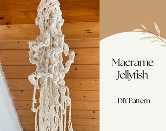Modèle de bricolage de méduses en macramé, modèle de macramé étape par étape pour les débutants, modèle de macramé d’art océanique 3D, modèle écrit en téléchargement numérique