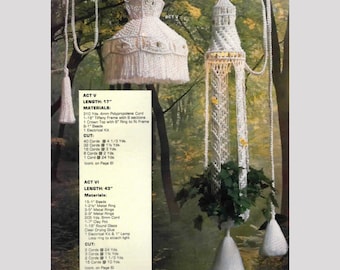 SET of 2 Vintage Patterns, Macrame Lampshade, Macrame Plant Hanger, Instant Download PDF, Indoor Garden, Craft Book, 1970s Projects