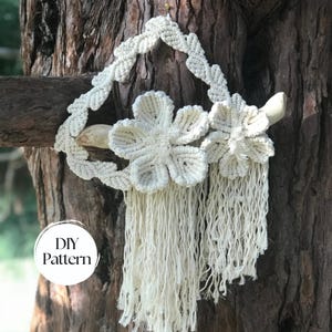 PDF Pattern Macrame Wall Hanging, Macrame Flowers Tutorial,Set of macrame PDF Patterns,Step by Step, Direct Download, How To Macrame Flowers