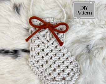 Christmas Stocking DIY Pattern, eBook Macrame Christmas Ornament, Christmas Decoration Macrame Pattern PDF instructions
