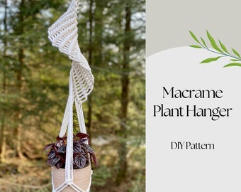 Patrón PDF Macrame Plant Hanger, Patrón de colgador de plantas en espiral, Patrón Macramé para principiantes, Decoración moderna de granja, Descarga digital