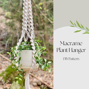 PDF pattern macrame plant hanger, Half knots easy to make macramé pattern beginner, DIY macrame, step by step, how to plant hanger