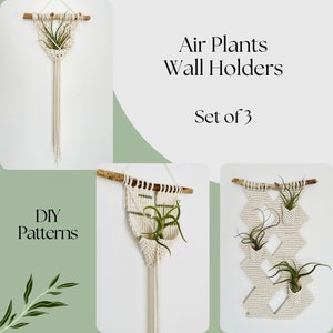 SET of 3 Macrame Air plant PDF pattern,Macrame Wall Hanging Pattern, Home decor DIY instructions, Air Plant Terrarium, Plant lover gift idea