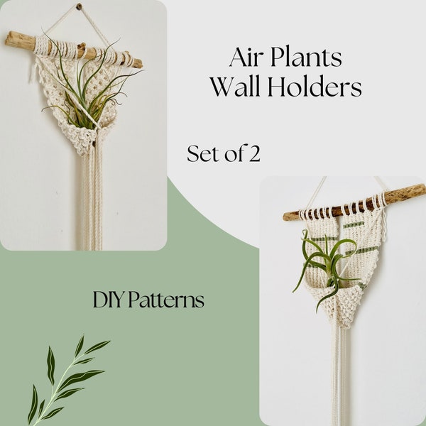 PDF Macrame Air plant Holder pattern,Set of 2 Macrame Plant Hanger Patterns,Home decor DIY instructions,Air Plant Terrarium,Plant lover gift