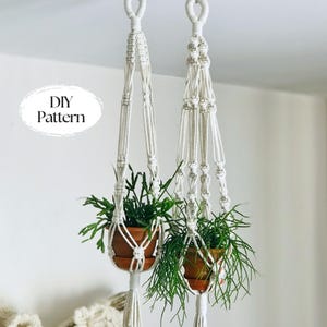 Set of TWO macrame plant hangers PDF Pattern, DIY macrame, plant hanger how to, small hanging planter, home improvement