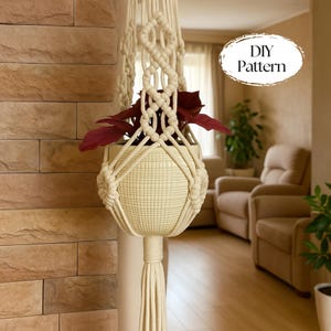 DIY Macrame plant hanger PDF pattern, Tutorial Instructions, Macrame Fiber Arts Pattern, BEGINNER Macramé, Instant Download, Gift Idea