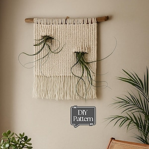 Double Macrame Air plant Holder PDF pattern,Macrame Plant Hanger Pattern, Air Plant Terrarium,Home decor DIY instructions, Home Office Decor