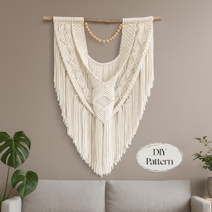 DIY Big Macrame Wall Hanging Pattern, Beginner Macrame PDF Pattern + Macrame Knots Video Tutorial, Step by Step Instructions XXL Macrame