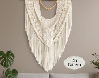 DIY Big Macrame Wall Hanging Pattern, Beginner Macrame PDF Pattern + Macrame Knots Video Tutorial, Step by Step Instructions XXL Macrame
