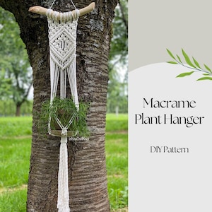 DIY Macrame plant hanger, geometric wall plant hanger PDF Pattern, macramé pattern beginner, DIY macrame, step by step, how to plant hanger