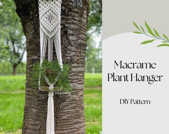 DIY Macrame plant hanger, geometric wall plant hanger PDF Pattern, macramé pattern beginner, DIY macrame, step by step, how to plant hanger