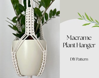 DIY Makramee-Muster. Eleganter Makramee-Pflanzenhänger. Brandneues Muster. Handgefertigte Wohndekoration. Einzigartige Geschenkidee