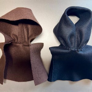 Monsters Elf Doll Costume, Brown or Black Wool Long Robe with Hole in Hood - fits Macaron & Big Energy
