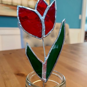 Tulip Stained Glass Flower Stem, Plant Stake