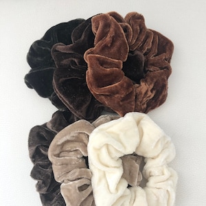 Holiday velvet scrunches, silk velour scrunches, brown tone velvet hairpiece