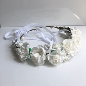 White Rose Flower Crown: Bridal Headband, First Communion