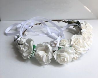 White Rose Headband - Flower Headband - Flower Crown  display picture 1