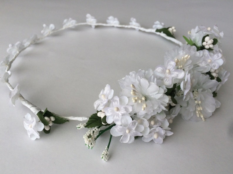 Bridal Crown Flower Girl Crown White Silk Flowers Crown Etsy