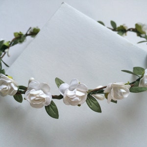 Rose crown, toddler headband , flower girl crown, flower girl tiara, white rose tiara, first communion flower crown