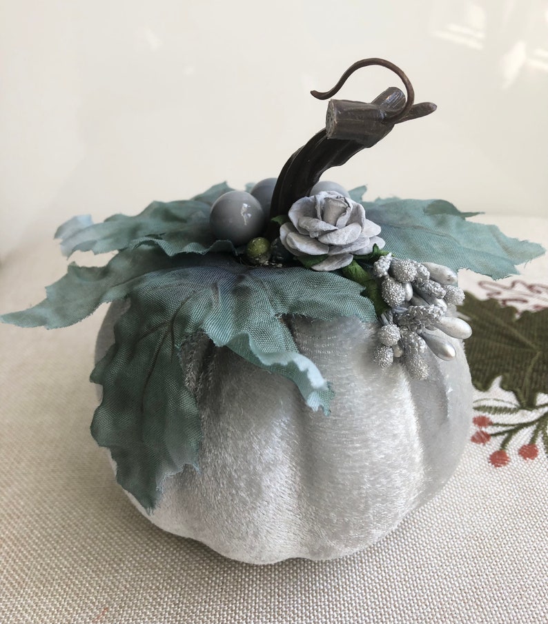 Decorated Velvet Pumpkins, Table Decoration, Thanksgiving Decor