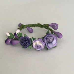 Doll accessories, purple miniature flower crown, american girl doll crown, Blythe flower wreath, fashion doll crown, small animal headband pip berries crown