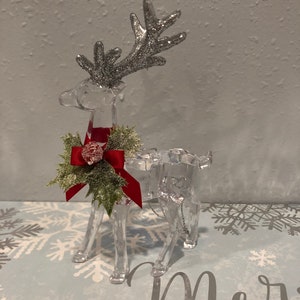 Reindeer ornament, Christmas ornament, clear crystal decorated Reindeer, Christmas decoration