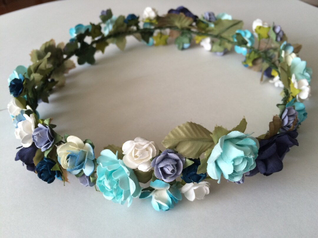 Blue Rose Flower Crown: Boho Wedding Headpiece - Etsy