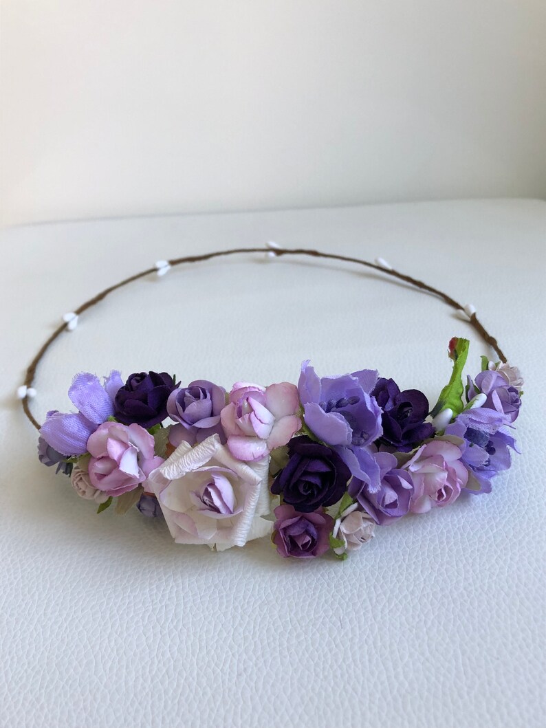 Purple Flower Crown Wedding Rose Crown Purple Rose Pip Etsy