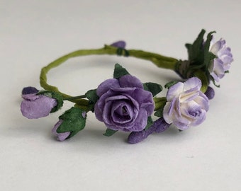 Doll accessories, purple miniature flower crown, american girl doll crown, Blythe flower wreath, fashion doll crown, small animal headband