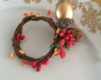 Fall napkin ring (set of 4), autumn table decoration, thanksgiving dinner napkin ring, holiday napkin ring, fall wedding decor