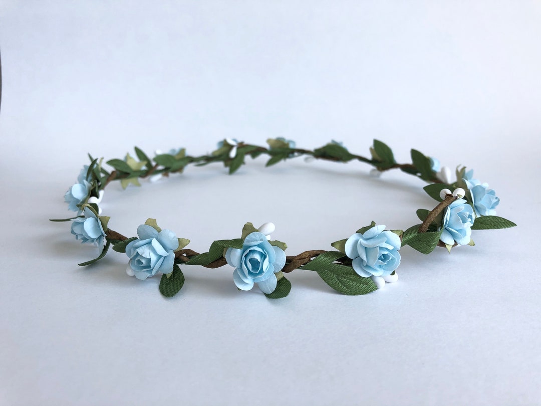 Blue Rose Flower Crown, Toddler Headband , Flower Girl Crown, Flower