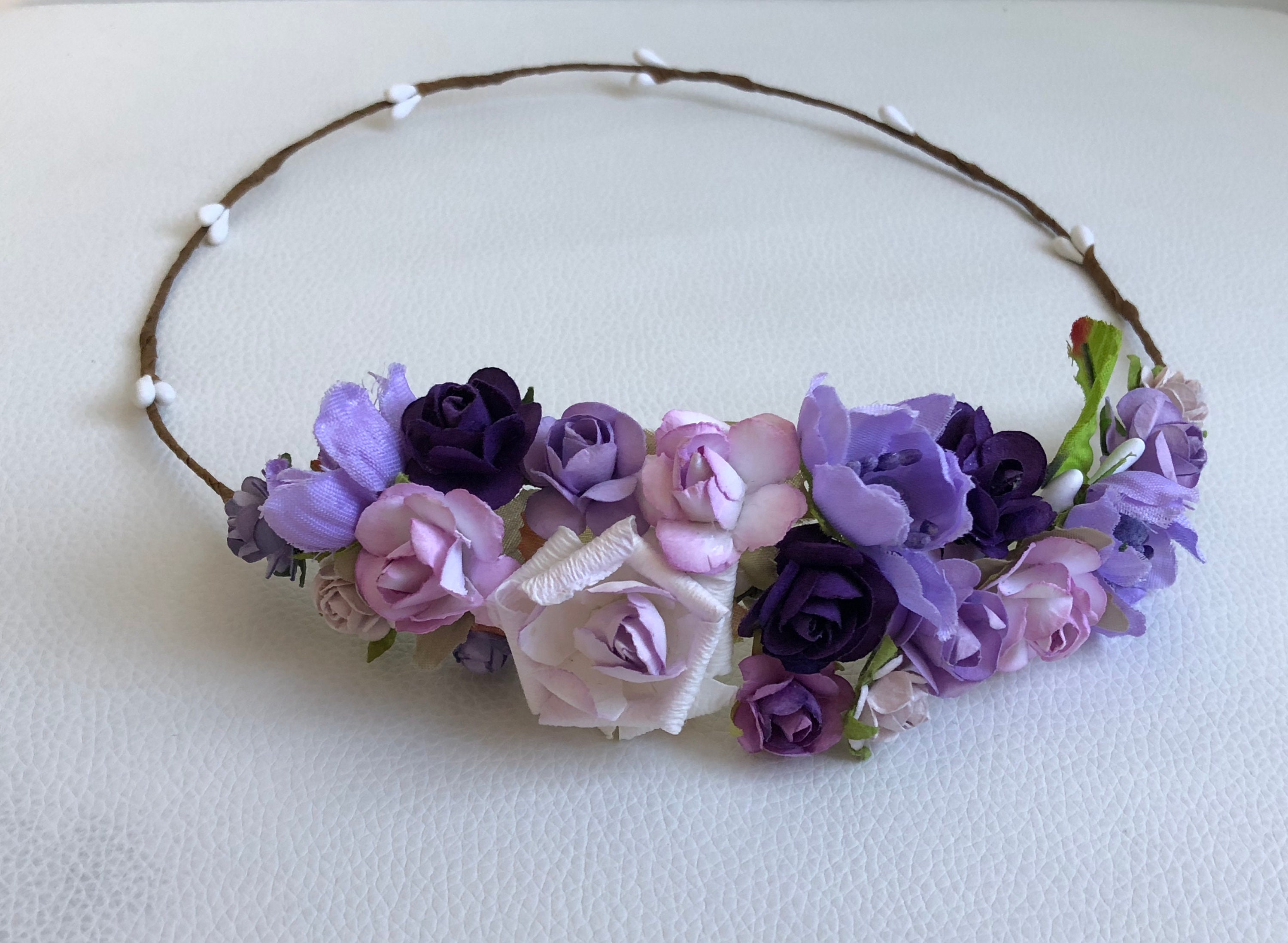 Purple Flower Crown Wedding Rose Crown Purple Rose Pip Etsy