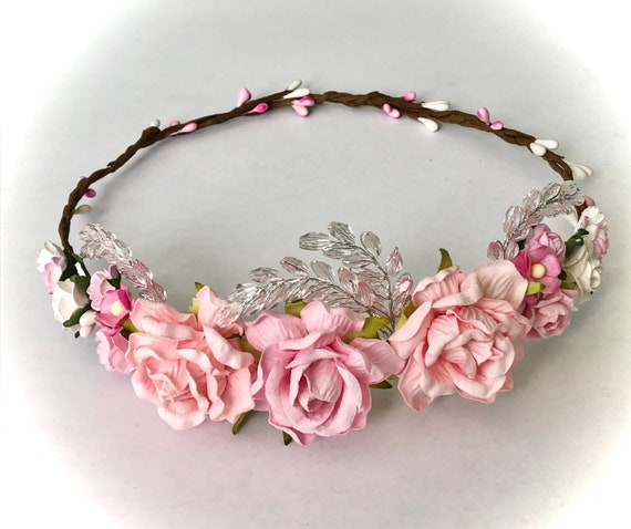 Braut Tiara Adult White Pink Braut Tiara Adult White Pink