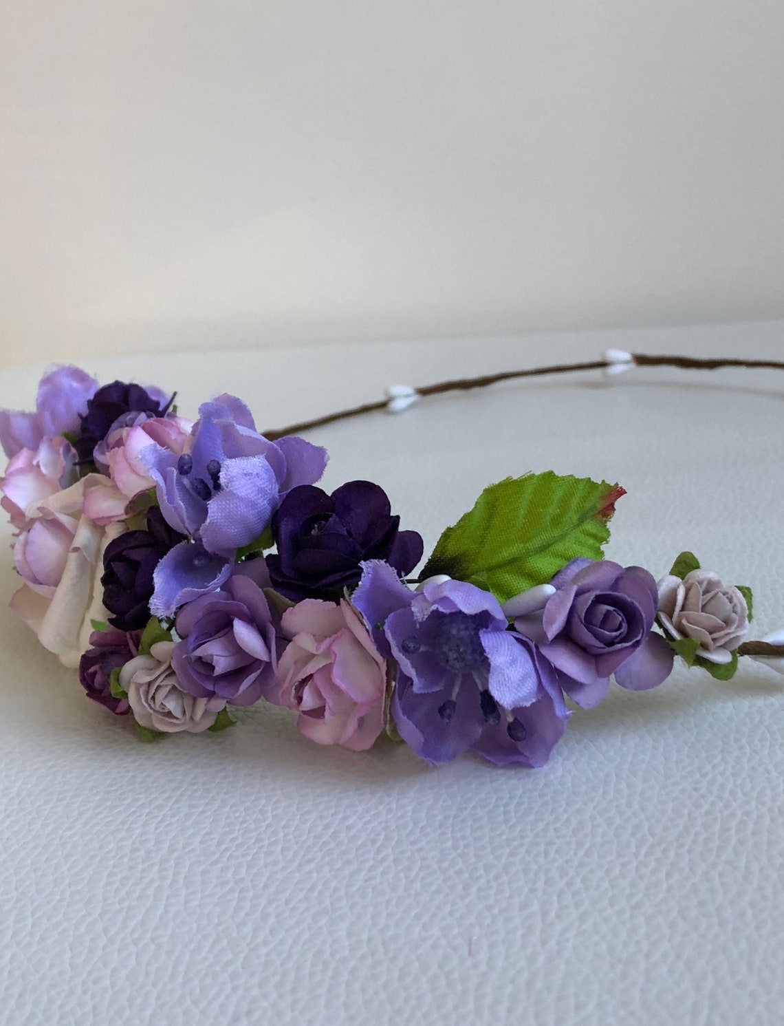 Purple Flower Crown Wedding Rose Crown Purple Rose Pip Etsy