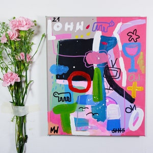 abstract art, canvas painting, colorful wall art, modern home decor, home office art, original artwork, gift for her, best friend gift