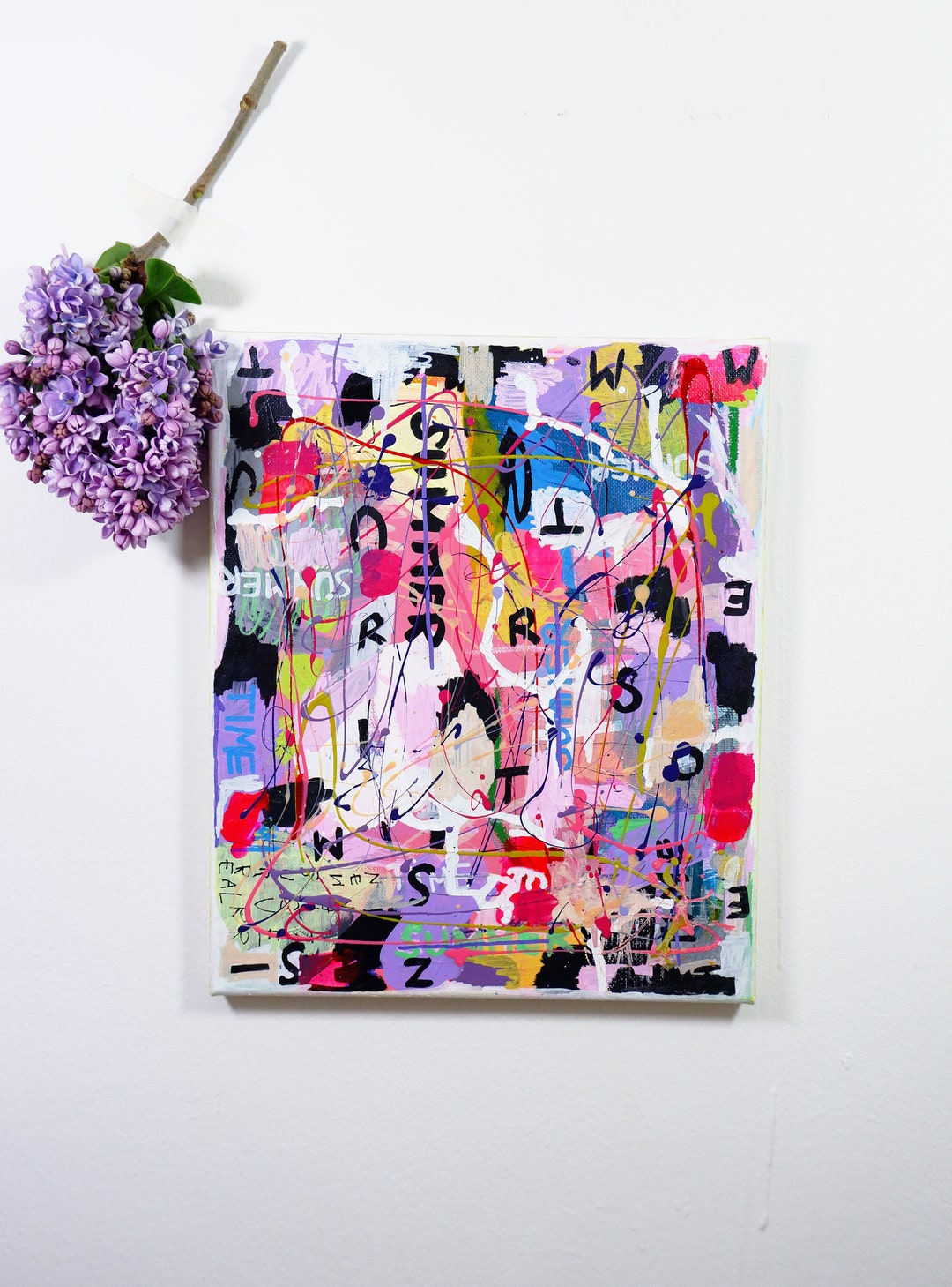 Abstract Painting, Graffiti Wall Art, Colorful Canvas Art, Birthday