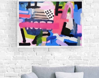 abstract art, canvas painting, graffiti wall art, colorful home decor, contemporary art, original artwork, new home gift, birthday gift