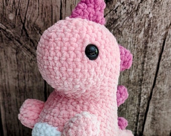 Amigurumi Dino Rosa Pink Plush gehäkeltes Kuscheltier, süßer Dinosaurier T-Rex