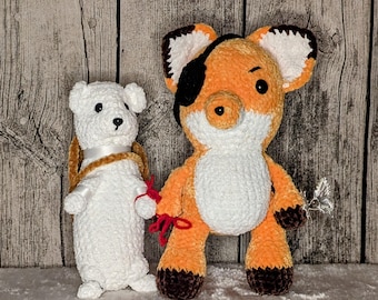 Hemel ambtenaren zegen Hua Cheng en Xie Lian geïnspireerd Amigurumi Fox en Wezel dieren, haak, TGCF, Hualian Set, Tiān Guān Cì Fú
