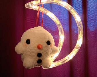 Amigurumi snowman pendant, keychain, tree decoration, ornament, gift tag, crochet, Christmas