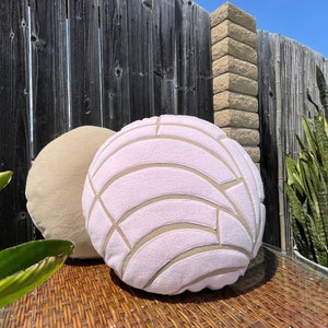 Almofada Pan Dulce Pink Concha, almofada Concha até 20&quot;, almofada temática de comida mexicana em rosa, concha pan dulce mexicana fofa pequena ou grande