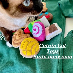 NOVO Crie seu pacote Brinquedos para gatos, Brinquedos para gatos Dulce e Pan Dulce, Brinquedos orgânicos de catnip, Pan Dulce Concha, Brinquedo para gatos Concha, Brinquedo para animais de estimação mexicano Concha