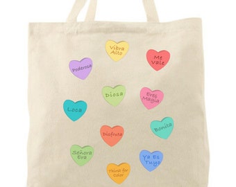 pre-order Heart affirmations Latina power Tote bag, affirmations women latina tote bag, beach summer latina tote bag, canvas xl tote bag