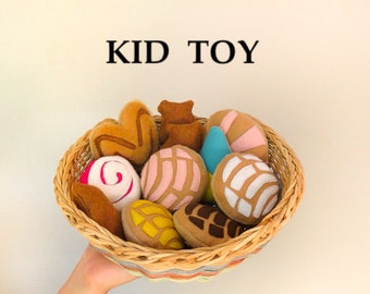 Pan Dulce toy play set, Kids toys, Mexican food pretend play, pan dulce toy for play, Pan Dulce kitchen playset, pan dulce felt food toys