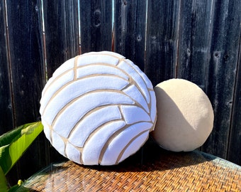White Concha bread pillow, X-Large Pan Dulce Concha, White Concha Pillow, Concha mexican decor, mexican concha bread, food pillow, latina