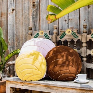 Novo travesseiro Pan Dulce Concha com cobertura grossa, travesseiro Concha Pan XXL 20&quot;, travesseiro de comida mexicana, pão Pan Dulce enorme concha mexicana,