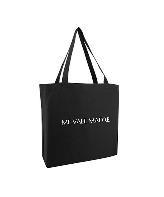 Me Vale Madre Canvas Xl Tote Bag With Zipper - Latina Black