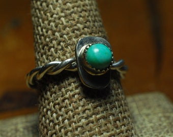 Turquoise ring, Blue Stone, Size 8 3/4 US