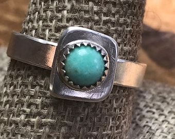 Turquoise ring 9 3/4, American mined ring, Artisan ring,  Handmade ring