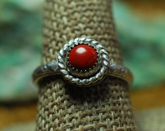 Red Jasper ring, Petite Sterling Silver, Stackable